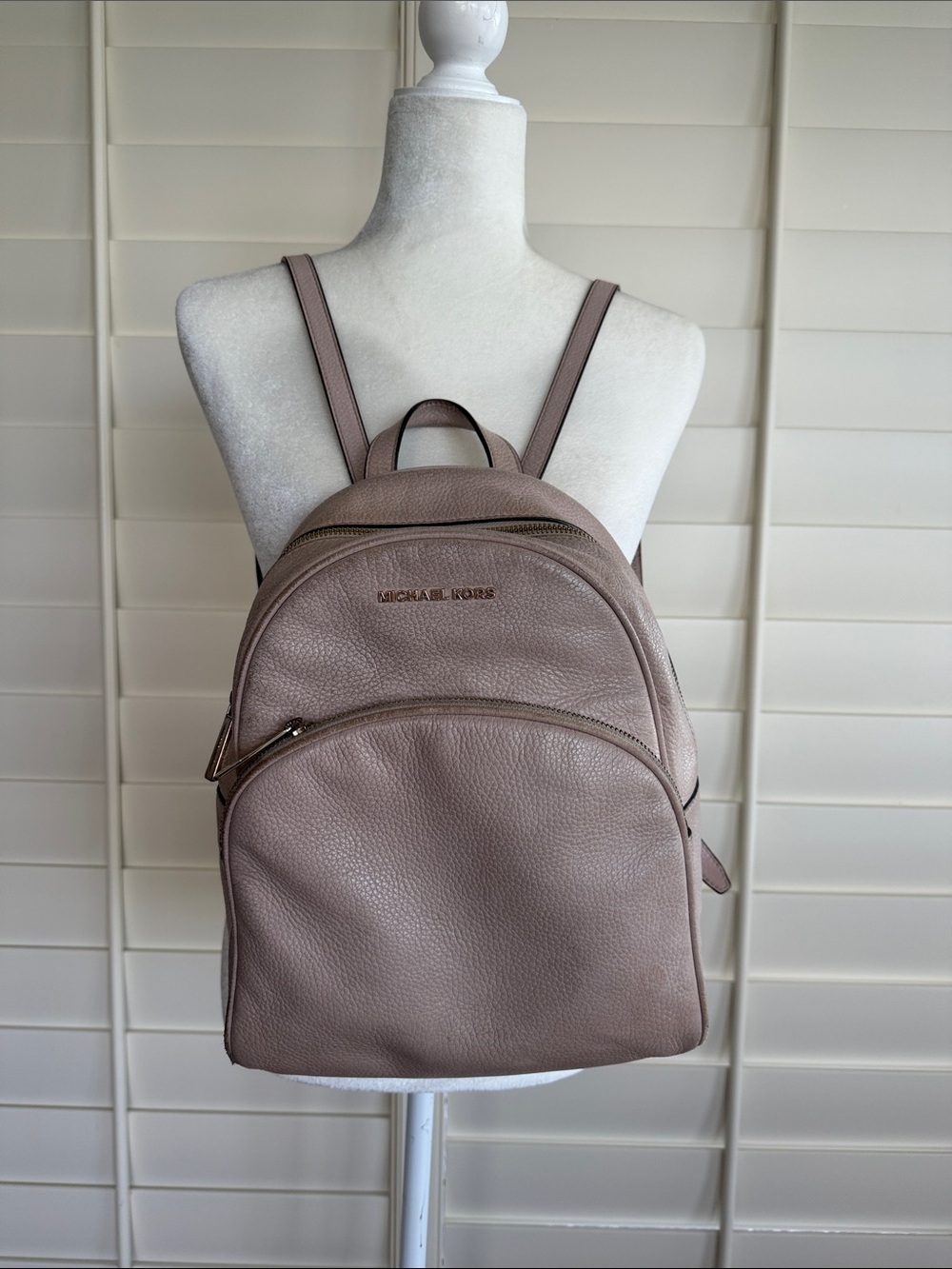 Michael Kors Mauve Taupe Pebbled Leather Backpack
